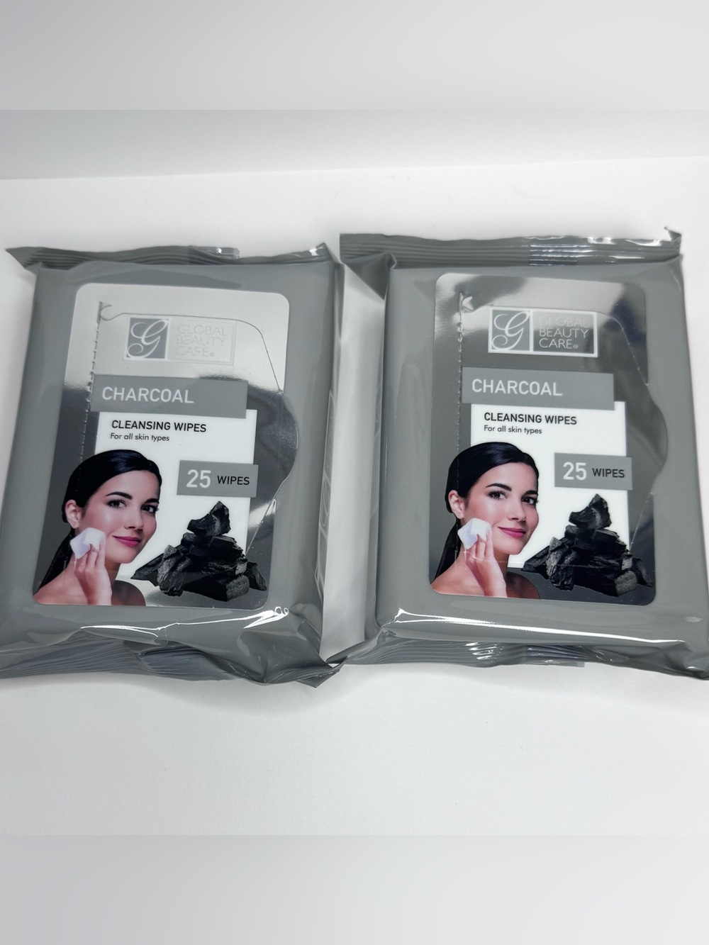 Global Beauty Care Charcoal Cleansing Wipes - Gray (25 Count ea.) 2 Packs
